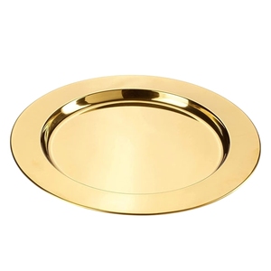 Plateau de service décoratif circulaire moderne en acier inoxydable argenté pour accessoires de maison minimalistes et décoration de salle à manger - Product Image 2