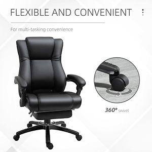 Sedia da Ufficio Direzionale con Schienale Alto e Comodo Poggiapiedi, Ergonomica Regolabile in PP per Casa e Ufficio, Seduta Girevole Nera - Product Image 6