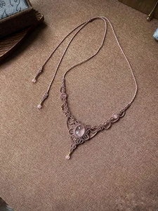 Handmade Rose Quartz Macrame Necklace Adjustable Wholesale - Product Image 2