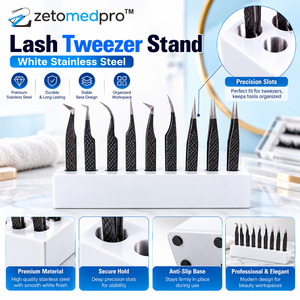Soporte para Pinzas de Pestañas, Blanco, Acero Inoxidable, Organizador de Pinzas para Extensión de Pestañas, Herramienta de Salón de Belleza ZETOMEDPRO - Product Image 2