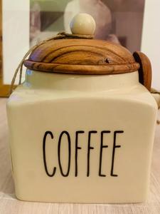 Pot de rangement à café de style vintage avec couvercle en bois, joint hermétique, design d'étiquette de cuisine audacieux, organisateur élégant pour comptoir - Product Image 4