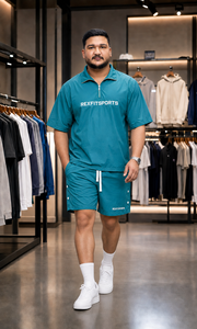 REXFIT SPORTS 2026 Conjunto Deportivo Personalizado para Hombre, Camiseta y Pantalones Cortos de Nailon Color Verde Azulado, Ropa Deportiva para Gimnasio, Fabricante OEM ODM, Traje Deportivo al Por Mayor - Product Image 4