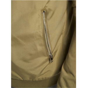 Blouson bomber en toile vert olive uni pour homme, fermeture éclair, col montant, décontracté, respirant, streetwear, vêtements d'hiver - Product Image 4
