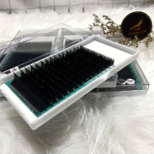 Extensions de cils synthétiques en PBT coréen noir mat, effet volume cachemire, courbure CC, en plateaux - Product Image 1