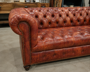 Designer Traditional 2 Seater Chesterfield <b>Sofa</b> Genuine Leather Luxury Upholstery <b>Wooden</b> <b>Frame</b> Compact Living Room Villa Gym - Product Image 3
