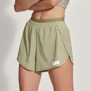 Pantalones Cortos Deportivos de Gimnasio para Mujer, Tejidos, con Aberturas Laterales y Ribete en Contraste, Fabricación Personalizada OEM - Product Image 2