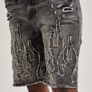 Shorts amples personnalisés pour hommes – Collection été 2025 – Style streetwear vintage – Short gris décontracté en jean pour homme - Product Image 3