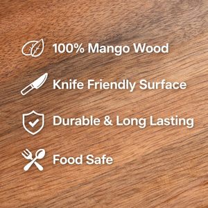 Tabla de Cortar Hecha a Mano de Madera de Mango (31.75x19.05cm, 1.5cm de Grosor) Reversible Antideslizante para Cocina, Duradera y Rústica - Product Image 6