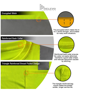 T-shirt de travail de sécurité respirant 100 % coton pour homme, chemise de chantier haute visibilité ANSI avec personnalisation de la marque - Product Image 3