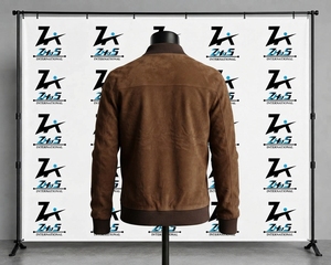 Custom Sheepskin <b>Brown</b> <b>Suede</b> Leather Bomber <b>Jacket</b> Breathable Windproof Eco-Friendly Latest Design Winter Outerwear <b>Suede</b> <b>Jacket</b> - Product Image 2