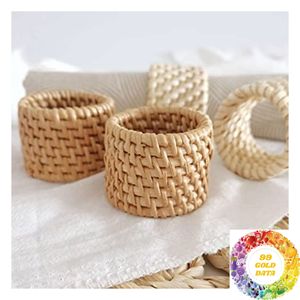 Anneau de serviette en rotin tressé naturel pour la restauration, les hôtels, les restaurants, les cafés et les lieux de mariage - Product Image 2
