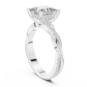 princess cut two carat Lab grown diamond ring eighteen <b>karat</b> solid gold hidden halo unisex engagement band luxury wedding party - Product Image 4