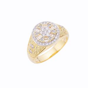 Bague classique en moissanite ronde, sertie de diamants, en argent sterling 925, style doré, pour la vente en gros de bijoux - Product Image 1