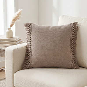 Coussin décoratif en coton naturel avec bordure tissée, coussin d'appoint de luxe, décoration moderne et organique - Product Image 3