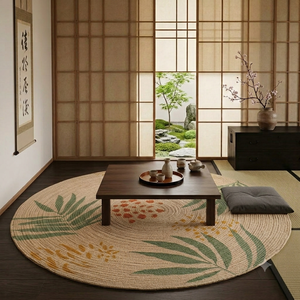 Tapis rond en jute naturel fait main, style bohème, résistant aux taches, décoration intérieure, bureau, salle à manger, dortoir, utilisation polyvalente en intérieur - Product Image 4