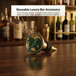 Bouchon de bouteille en alliage moulé écologique Ba Kosmo World Map avec couvercle anti-poussière pour vin - Product Image 2