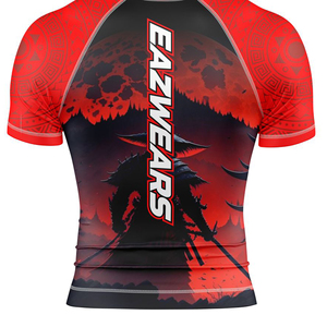 Maillot de compression à manches courtes pour hommes, sublimation MMA, couche de base personnalisée, vêtements d'entraînement de grappling imprimés sur mesure, OEM - Product Image 6