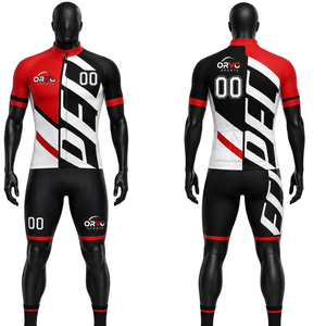 Ensemble maillot et short de cyclisme Orvo Sports unisexe pour adulte, orange et noir, respirant, manches courtes, pour vélo de route, course, équipe personnalisée, OEM - Product Image 2
