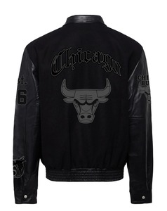 เสื้อแจ็คเก็ตวาร์ซิตี้สไตล์อังกฤษโบราณ ชิคาโก วูล แอนด์ เลเธอร์ สีดำ - Product Image 2