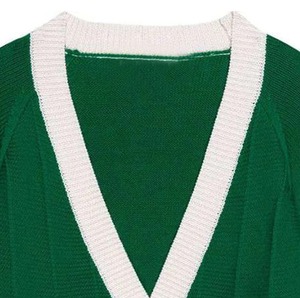 Green V-neck Thick Breathable Anti-Wrinkle <b>Cardigan</b> Men's Knitted <b>Sweater</b> Full Sleeve Solid Color Double Breasted Winter Wear - Product Image 2