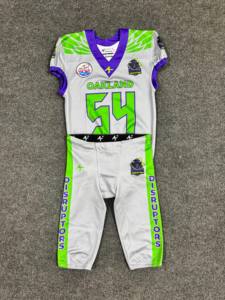 Ensemble de maillots de football personnalisés Rexfit sublimés pour hommes, sans manches, col en V, anti-transpiration, uniforme sportif blanc, vert, violet - Product Image 1