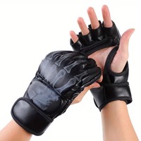 Gants de grappling MMA Sanda personnalisés OEM, avec poignées, logo imprimé, sangle auto-agrippante réglable, pouce ouvert, en cuir véritable, demi-doigts