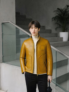 2025 New Design Winter Men's <b>Cow</b> Skin Leather for Bomber Jacket Waterproof Windproof Customized - Product Image 3