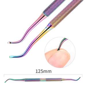 ที่ดันหนังกำพร้าเล็บเท้าและเล็บมือแบบสองด้าน ทำจากสแตนเลสสตีล สีรุ้ง สำหรับทำความสะอาดเล็บและแก้ไขเล็บขบ - Product Image 1