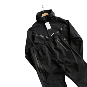 Conjunto de Chaqueta Deportiva con Capucha para Hombre, Transpirable, Ecológica, de Secado Rápido, Mezcla de Algodón, Chaqueta Cortavientos, Ropa de Invierno para Exteriores, Logotipo Frontal - Product Image 1