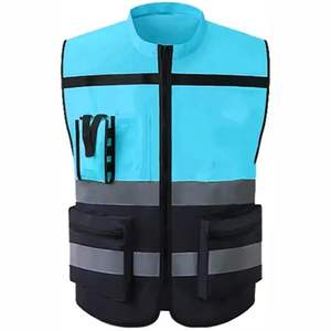 Chaleco de seguridad reflectante personalizado con múltiples bolsillos para trabajadores de la construcción, chaleco de trabajo para hombres, chaquetas con bolsillos de 5 dimensiones. - Product Image 5