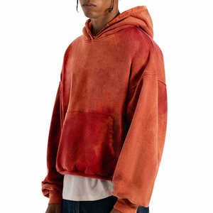 Sudadera Unisex de Otoño con Mangas Farol, Lavado Ácido Vintage, Efecto Desgastado por el Sol, Bolsillos, Color Sólido, Tejido Francés Teñido - Product Image 6
