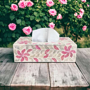 Caja de pañuelos rectangular de alta calidad, artesanal, única, de la India, contemporánea, hecha a mano, para servilletas y accesorios de mesa. - Product Image 2