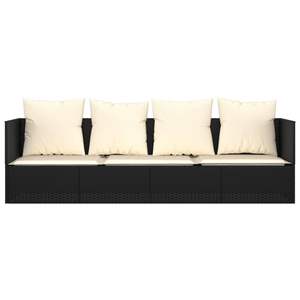 Cama de Exterior Negra, Acero con Recubrimiento en Polvo y Poliéster, Cómoda Tumbona de Ratán Sintético - Product Image 3
