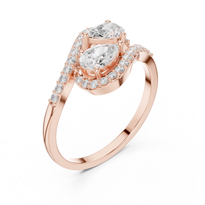 Anillo Abierto de Oro Rosa con Diamante Cultivado en Laboratorio con Corte de Pera para Mujer, Joyería Fina de Lujo, Regalo de Compromiso, Boda o Aniversario - Product Image 3