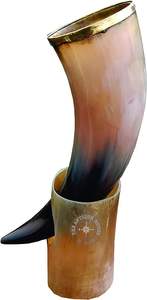 Customizable Viking Style Buffalo Drinking Horn Handcrafted Eco Friendly Polished Leather Strap With Metal Stand for Enthusiasts - Product Image 4