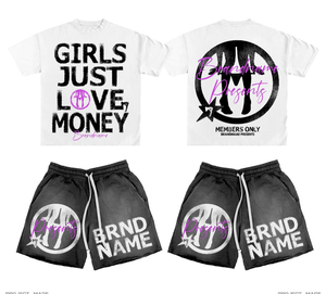 Custom Eco-Friendly Summer Streetwear Rhinestone Silk Screen Printed Two-Piece 100% Organic Cotton Sweat Shorts <b>Sets</b> for Men - Product Image 3