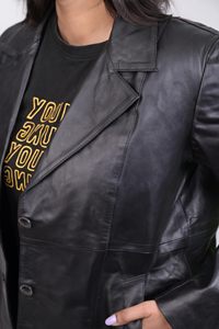 Veste en daim pour femme, style motard, veste de moto, veste noire streetwear à fermeture éclair pour femme - Product Image 2