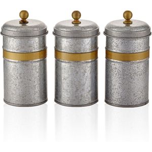 Vintage Industrial Galvanized Iron Storage Canister Set Two-Tone Metal <b>Kitchen</b> Jar Airtight <b>Decorative</b> Food Storage Container - Product Image 1