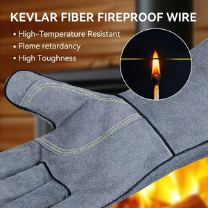 Guantes de Trabajo de Cuero Vacuno con Doble Palma de Cuero Dividido, Guantes de Protección para Soldadura y Aplicaciones de Limpieza - Product Image 4