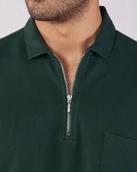 Polo de Manga Larga con Cierre de Cremallera para Hombre en Color Verde Azulado Intenso |   Polo de Manga Corta de Algodón Piqué Premium con Bolsillo en el Pecho |   Polo Técnico de Corte Ajustado - Product Image 3