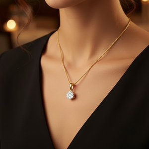 Colgante con forma floral de diamantes redondos reales de 0.25 TCW sin cadena |   Joyería de Oro con Diseño de Flores Agrupadas para Mujer, Regalo para Uso Diario - Product Image 1