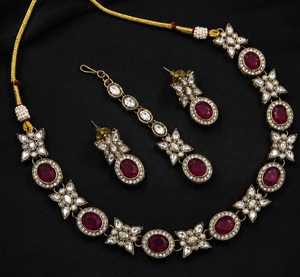 Fancy Collection High Quality Gold Plated Pearl & Kundan Geometric Necklace Earring <b>Set</b> Latest Designed Women's Wedding Jewelry - Product Image 1
