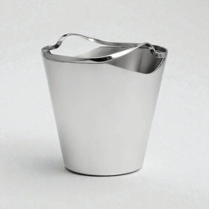 Enfriador de Vino de Aluminio con Diseño de Hoja de Palma en Relieve, Acabado Níquel Antiguo, Cubeta para Bebidas con Asas Laterales - Product Image 6