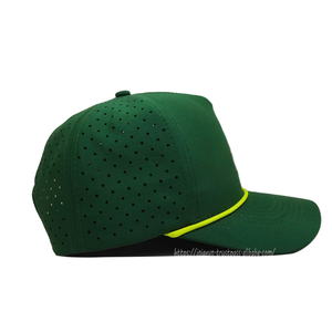 High Quality Custom Golf <b>Hat</b> 5 Panel <b>Waterproof</b> Polyester Cap with Laser Cut Perforated Design and Rope Outdoor Sports Cap - Product Image 2