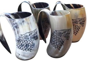 Mug à eau en corne de buffle naturelle polie, fait main, tasse en corne rustique, vaisselle de cuisine et de bar décorative, sculptée à la main - Product Image 5