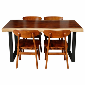 Juego de Comedor Dio de Estilo Minimalista de Lujo para Restaurante y Cafetería, Mesa de Madera Suar con 4 Sillas Ropan para Muebles Comerciales - Product Image 2