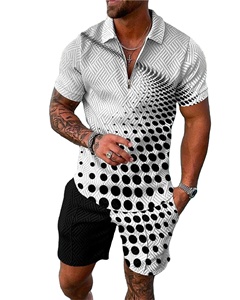 Nouveaux hommes été 2 pièces ensemble respirant séchage rapide T-Shirt à manches courtes et short antibactérien motif solide Sport costume - Product Image 3