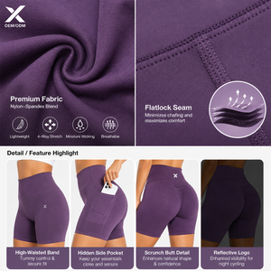 Shorts de sport pour femmes X Sports City, taille haute, séchage rapide, respirants, tricotés, coupe ajustée, personnalisables OEM - Product Image 4