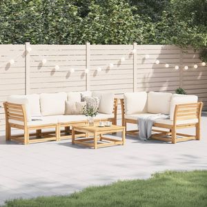 Conjunto de Muebles de Jardín de Madera de Acacia Color Crema, Elegantes Sofás de Jardín - Product Image 1