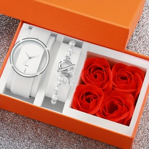 192025 Pcs/set Women's Casual Fashion Quartz <b>Watch</b> Analog PU Leather Wrist <b>Watch</b> & Butterfly Faux <b>Pearl</b> Bracelet - Product Image 1